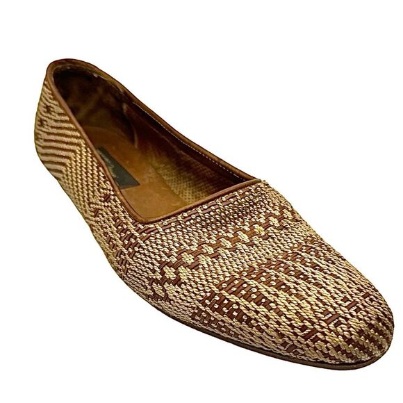Sesto Meucci of Florence Women’s Tan brown Woven Loafer Size 8 Medium Pre-Owned - Picture 1 of 8